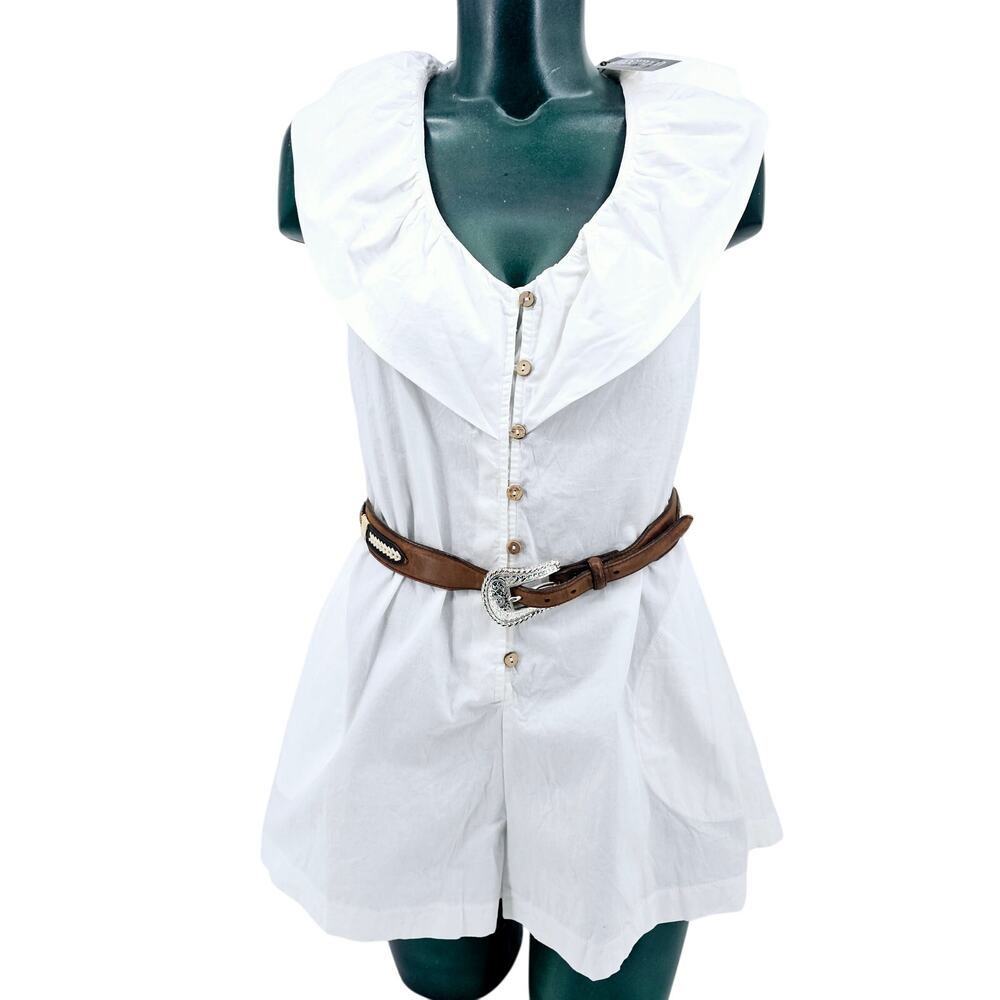 NEW Paper moon White Darling Romper Women's Size S Western Boho Cottage 3388